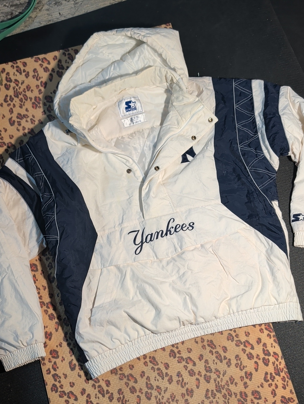 Yankees Pull Over Quarter Zip Starter Jacket Mens XL